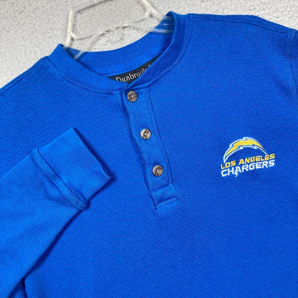 Los‎ Angeles Chargers Waffle Knit Thermal Henley Shirt Mens Small Royal Blue NFL